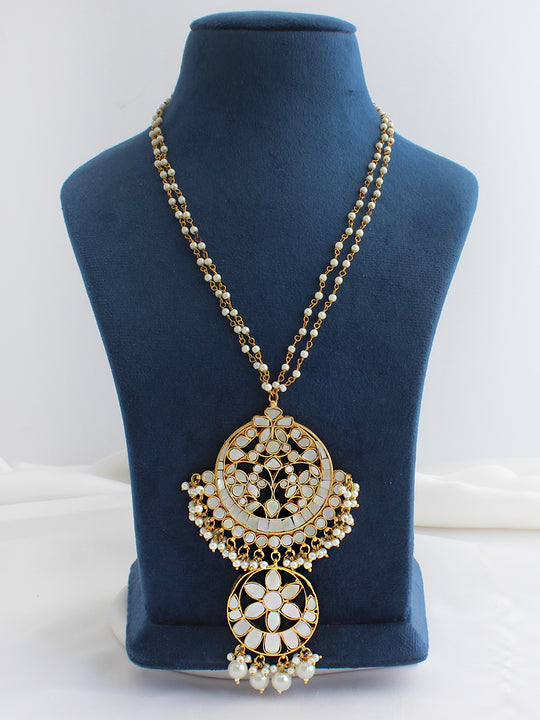 Shuchi Pendant Long Necklace-Ivory