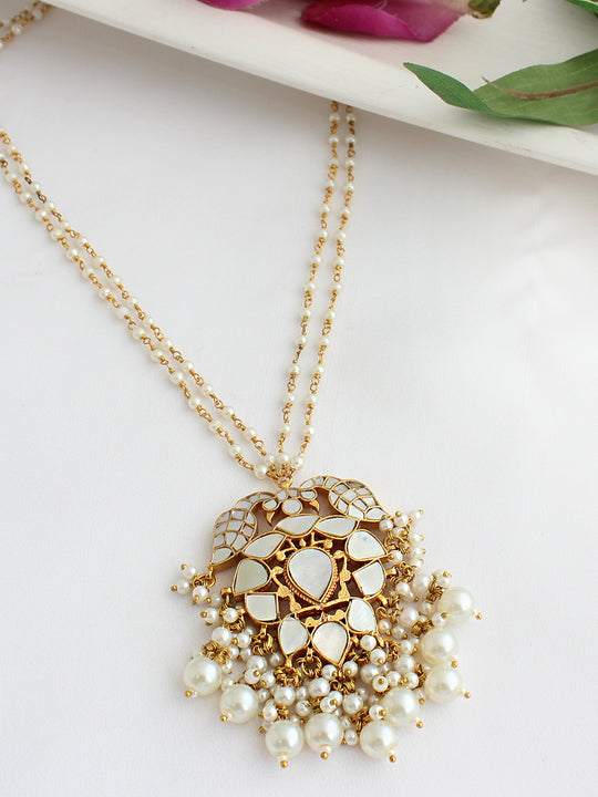 Anusha Pendant Necklace Set-Ivory