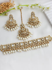 Aneeza Choker Necklace Set-Pearl