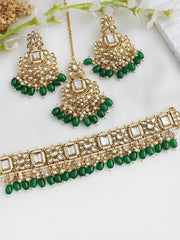 Aneeza Choker Necklace Set-Green