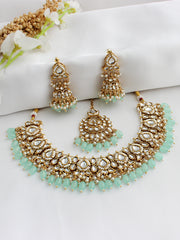 Avni Bib Necklace Set-Mint Green