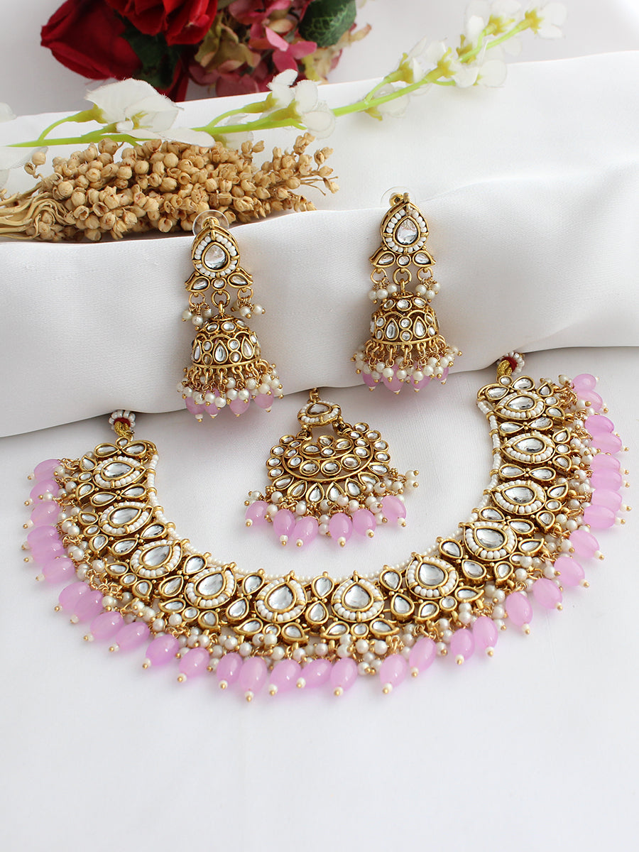 Avni Bib Necklace Set-Lavender
