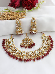 Avni Bib Necklace Set-Maroon
