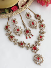 Ziana Necklace Set-Maroon