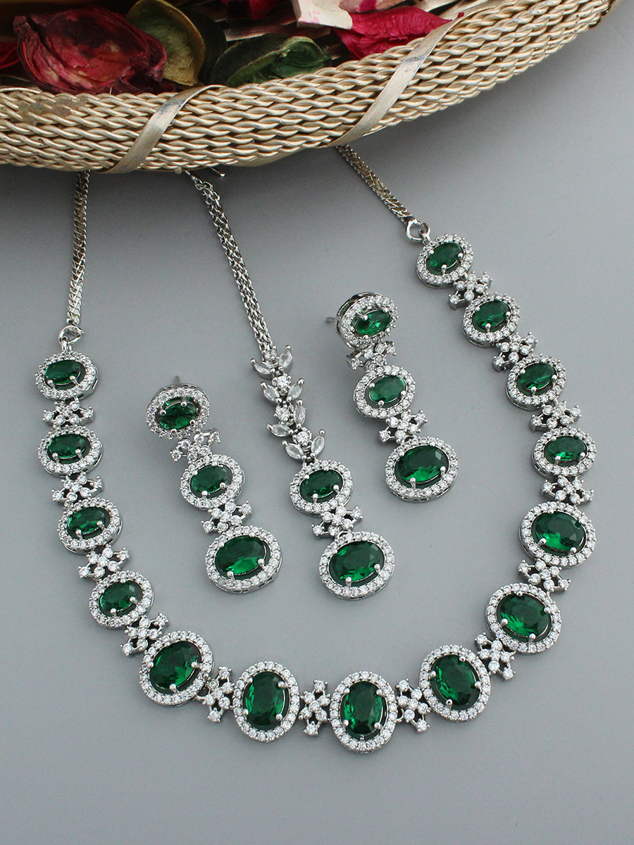 Aneri Necklace Set-Green