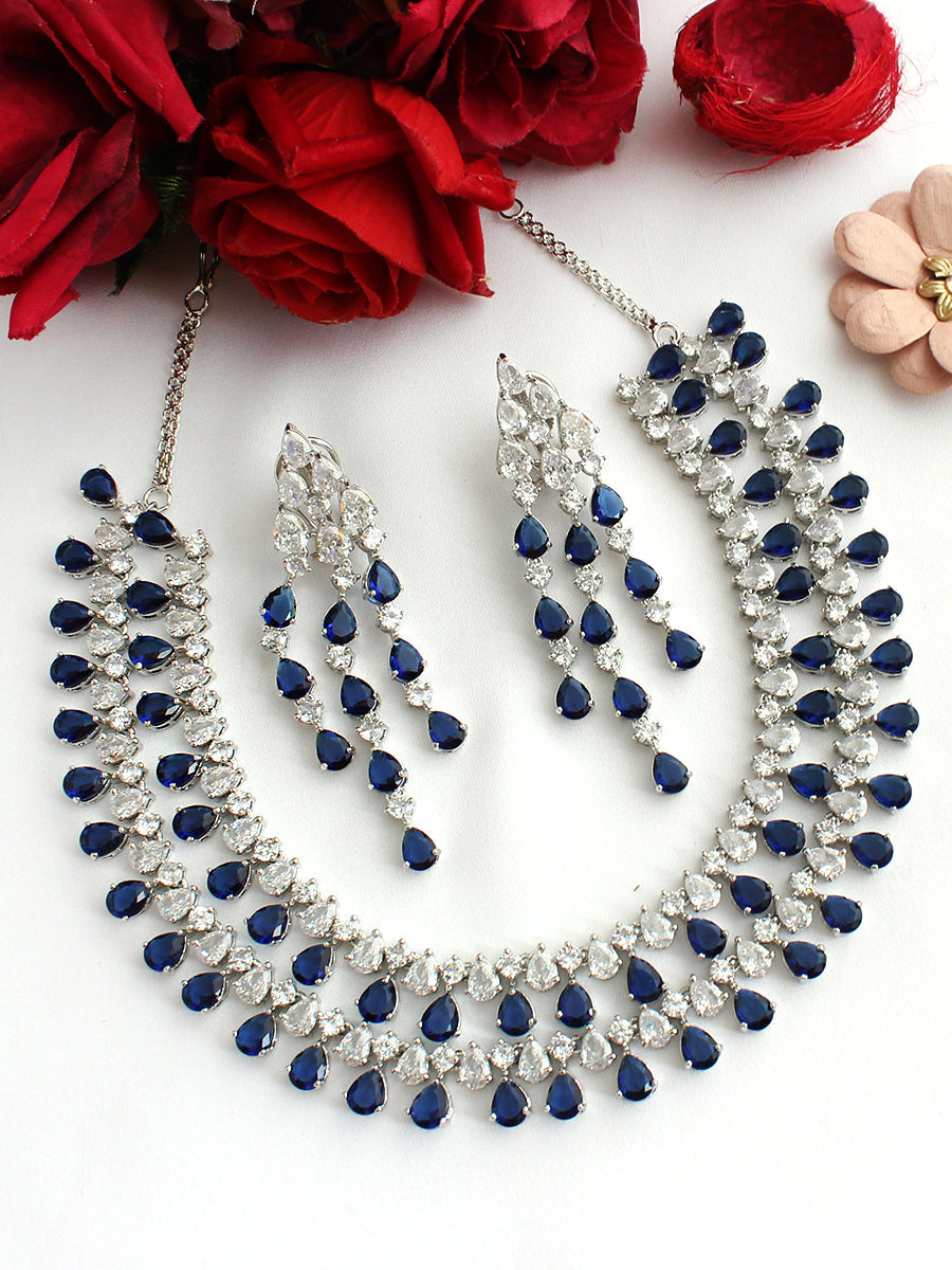 Rozina Layered Necklace Set-Blue