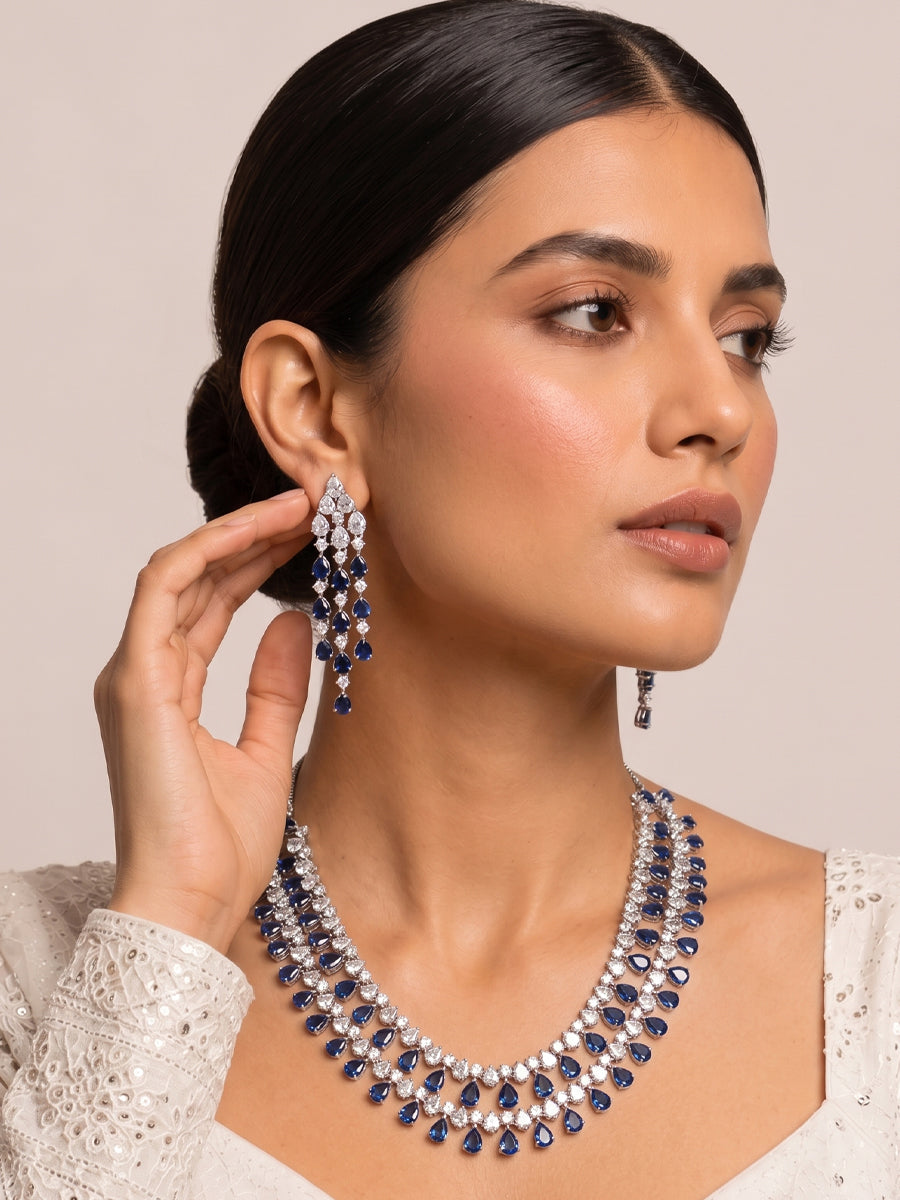 Rozina Layered Necklace Set-Blue