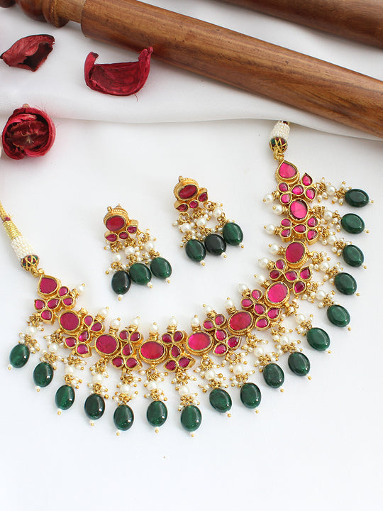 Paridhi Choker Necklace Set-Hot Pink