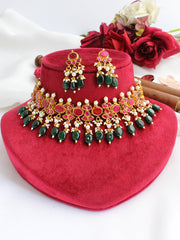 Paridhi Choker Necklace Set-hot Pink