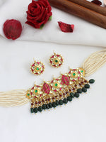 Maitri Choker Necklace Set-Pink & Green