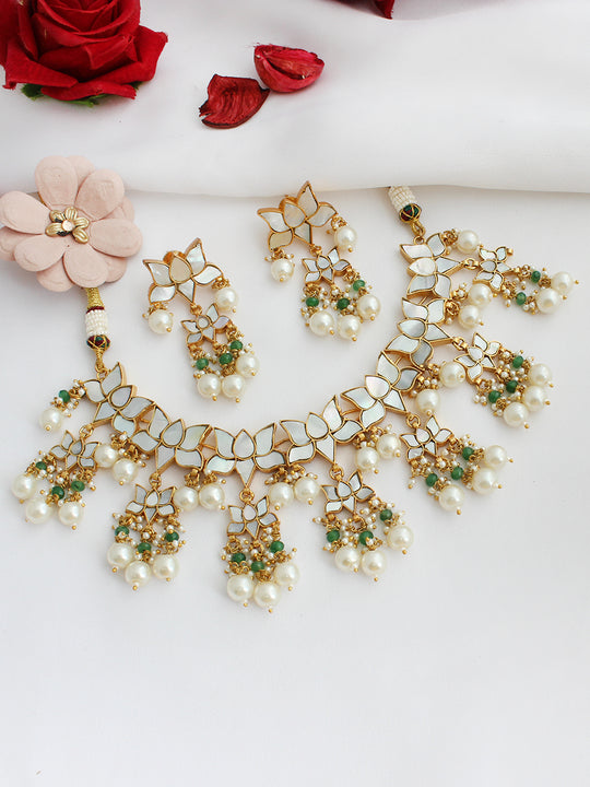 Nishvi Bib Necklace Set-Ivory