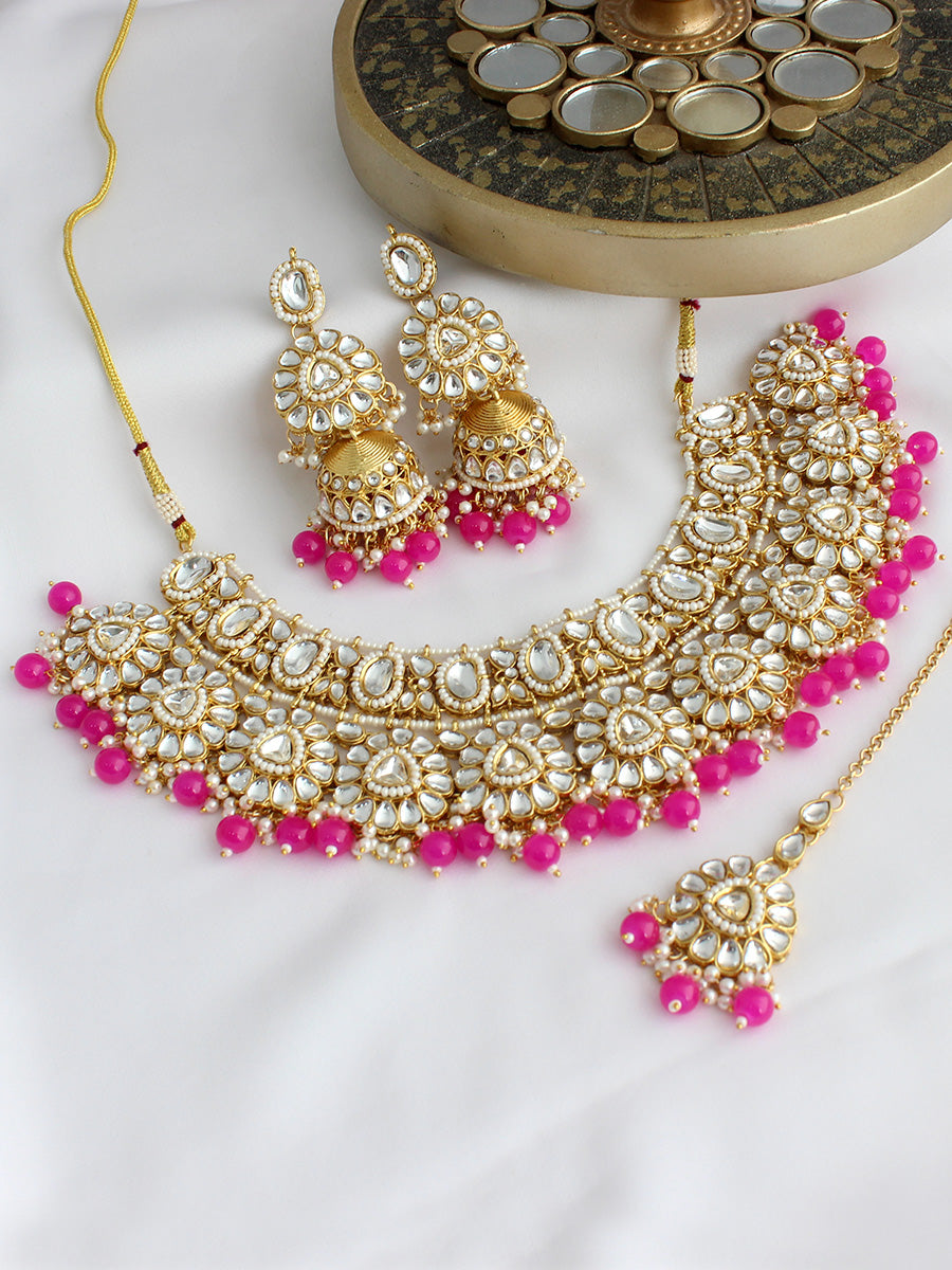 Vritee Necklace Set-Hot Pink
