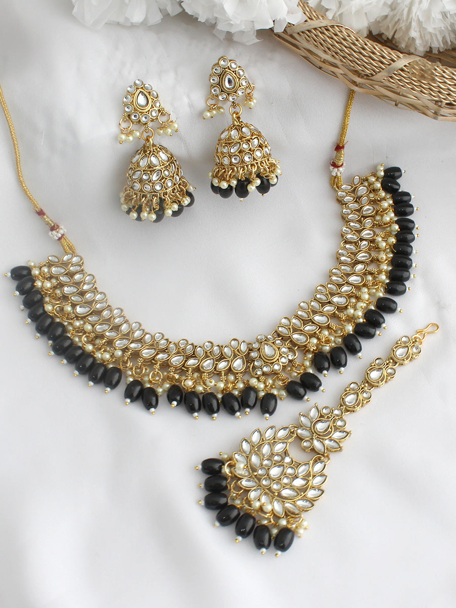 Dhwani Choker Necklace Set-Black