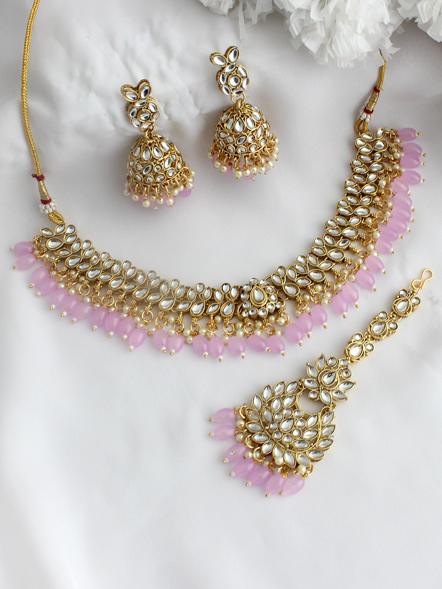 Dhwani Choker Necklace Set-Lavender