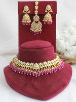 Dhwani Choker Necklace Set-Hot Pink