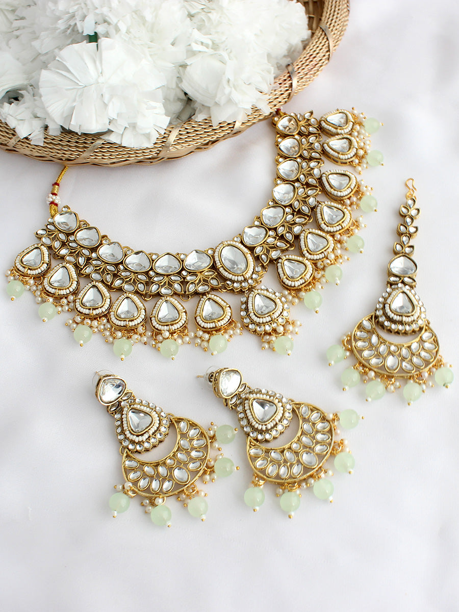 Shuchi Necklace Set-Mint Green