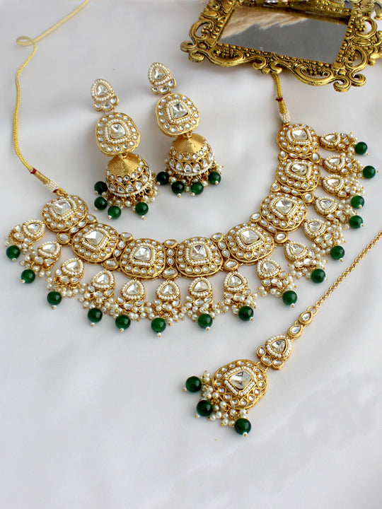 Anshika Necklace Set-Green
