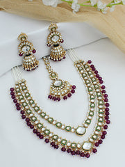 Avni Layered Necklace Set - Purple