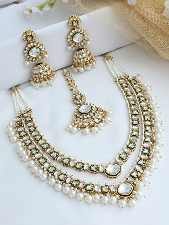 Avni Layered Necklace Set - White