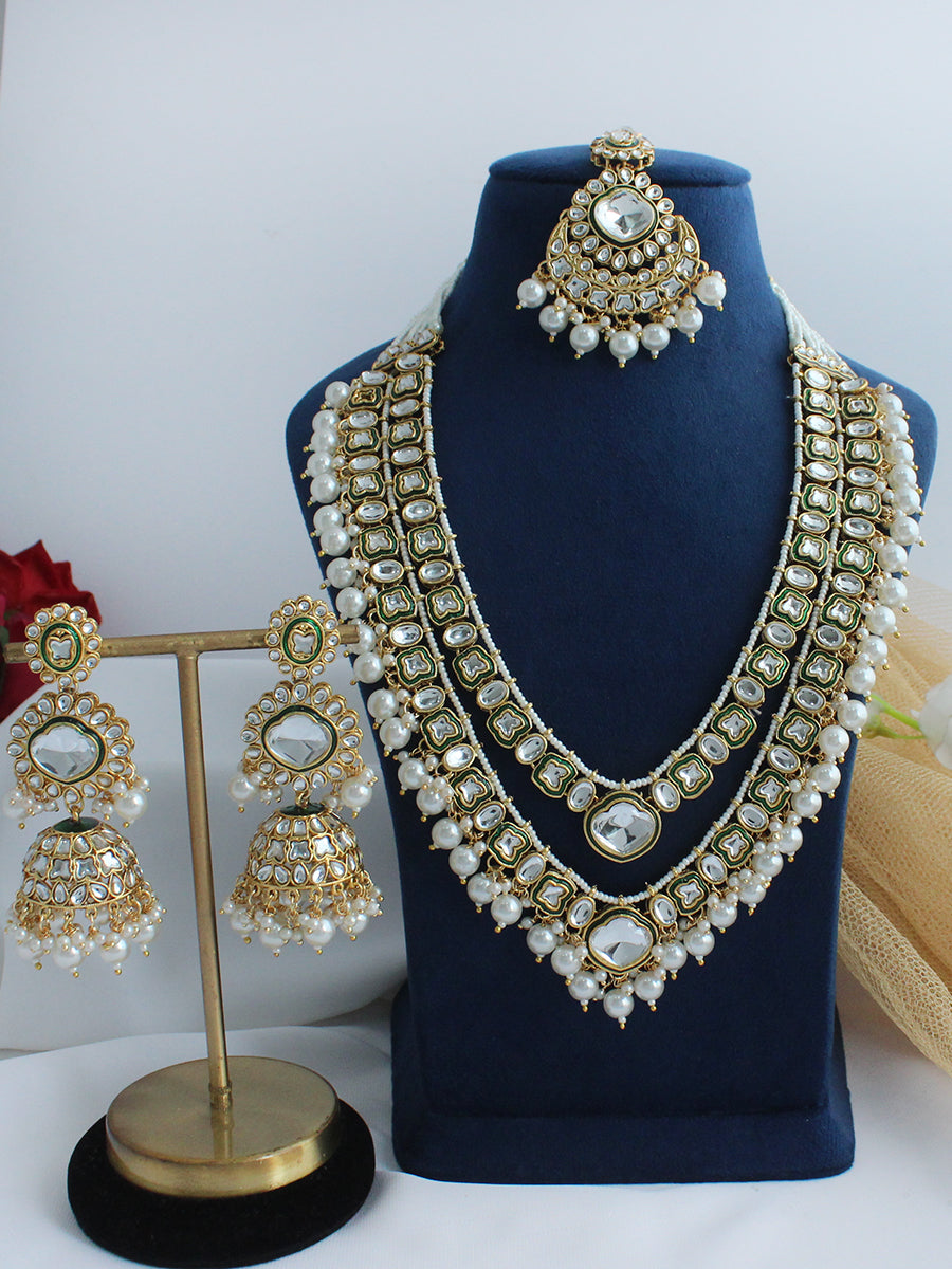 Avni Layered Necklace Set - White