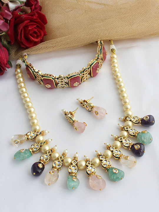Drishti Layered Necklace Set-Multicolor