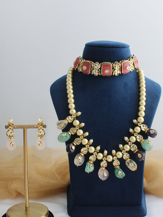 Drishti Layered Necklace Set-Multicolor