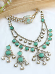 Miraya Layered Necklace Set-Mint Green