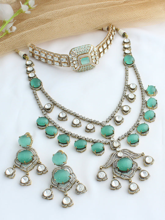 Miraya Layered Necklace Set-Mint Green