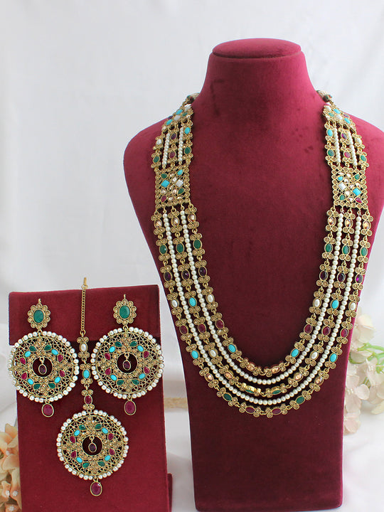 Sumaya Layered Necklace Set-Multicolor