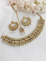 Jigyasa Bib Necklace Set-White
