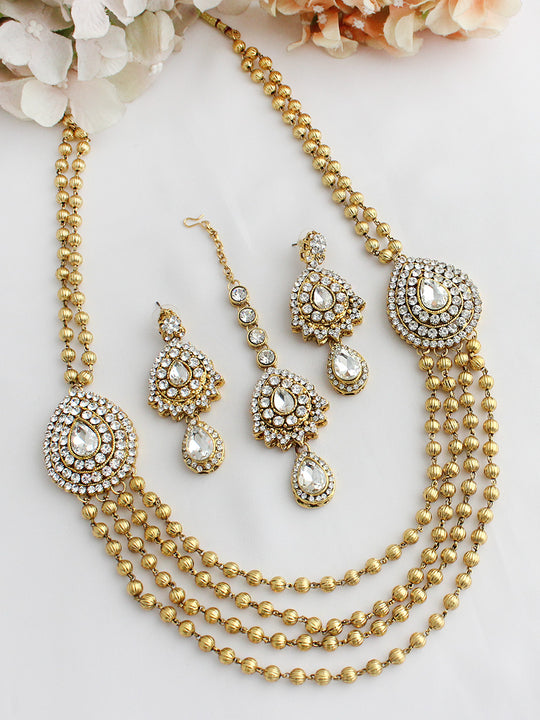 Surveen Layered Necklace Set-Gold