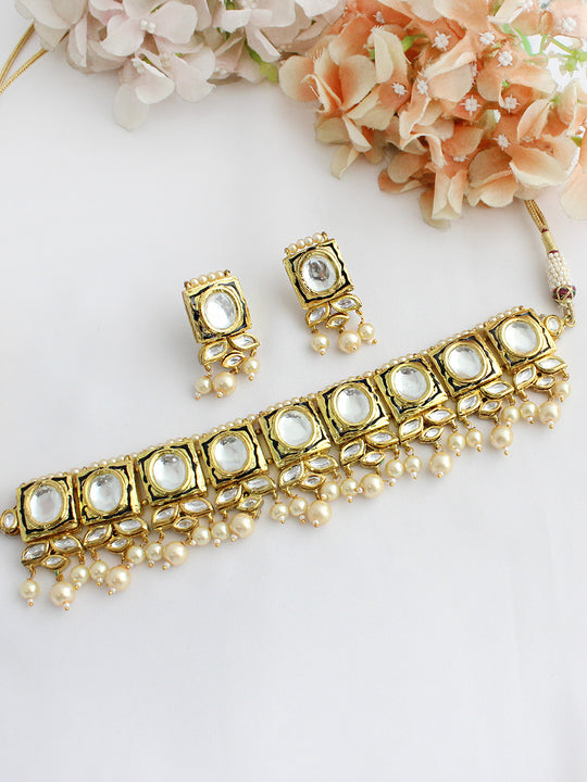 Shaista Choker Necklace Set-White