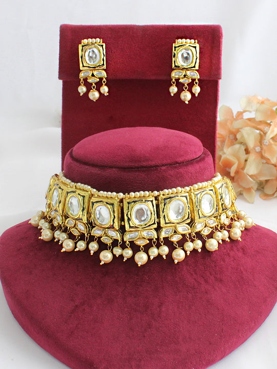 Shaista Choker Necklace Set-White