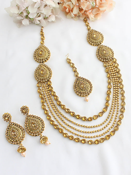 Minisha Layered Necklace Set-Gold