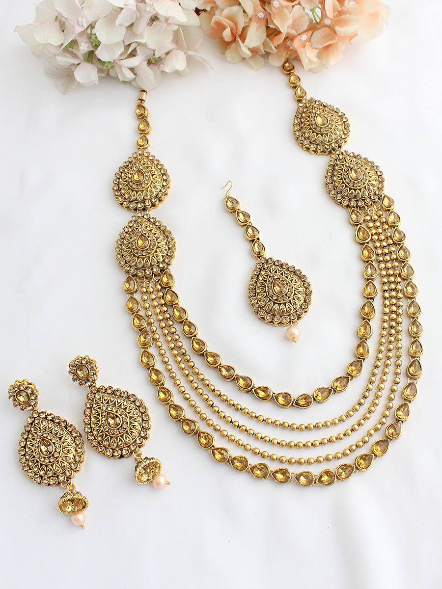 Minisha Layered Necklace Set-Gold