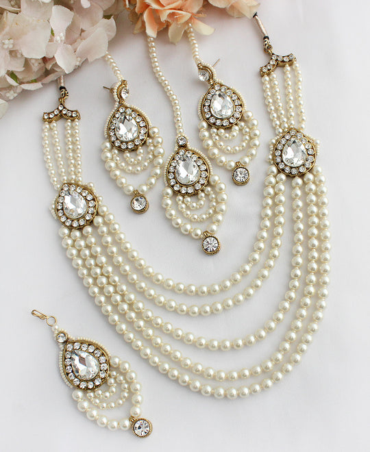 Umera Necklace Set-White