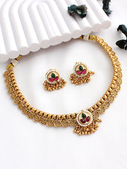 Lekha Necklace Set-Pink/Green