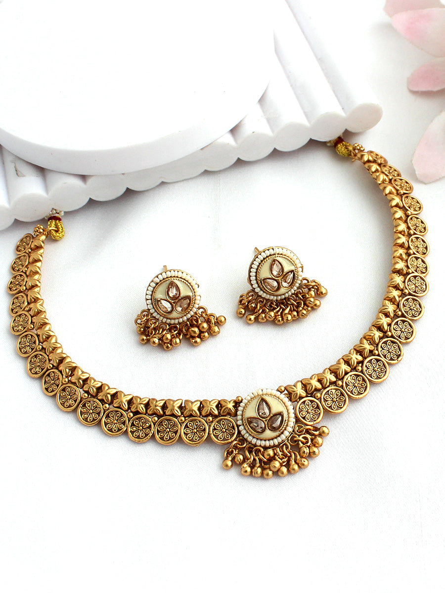 Lekha Necklace Set-Gold