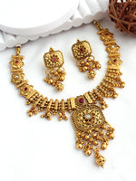 Nandini Bib Necklace Set-Hot Pink