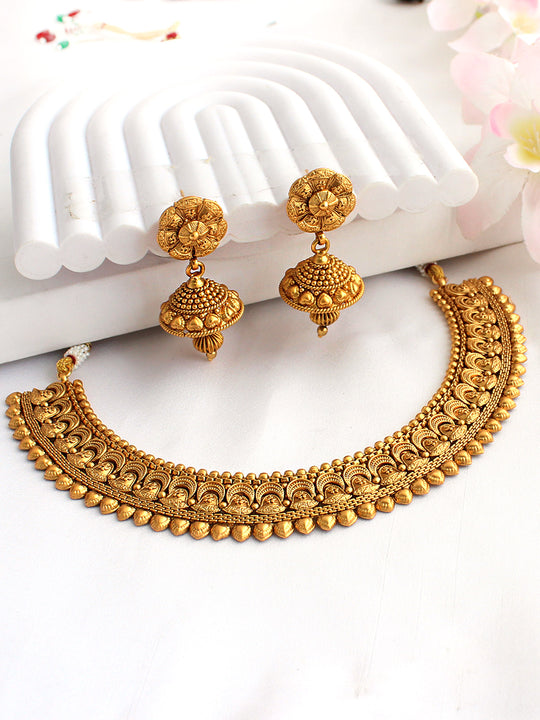 Nayanthara Necklace Set-Gold