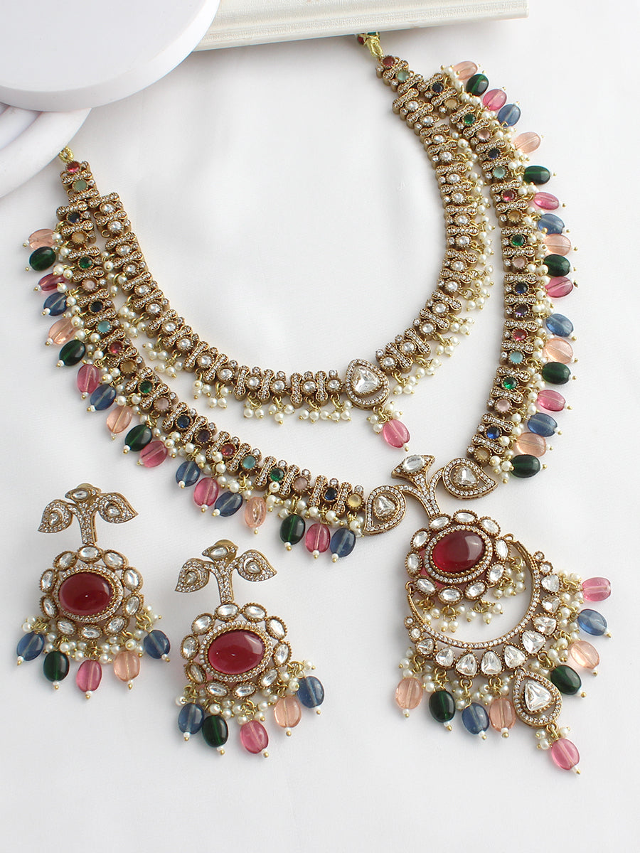 Shriya Layered Necklace Set-Multicolor