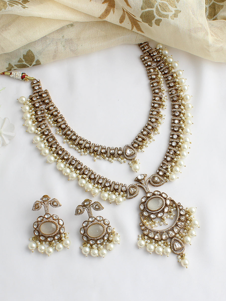 Shriya Layered Necklace Set-Ivory