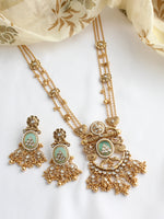 Arnika Pendant Long Necklace Set-Mint Green