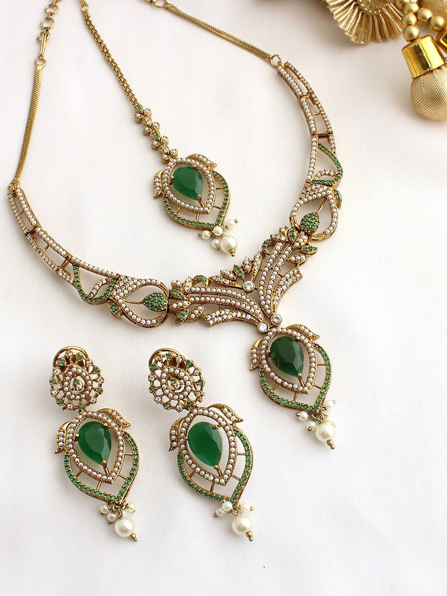 Tanvi Necklace Set-Green