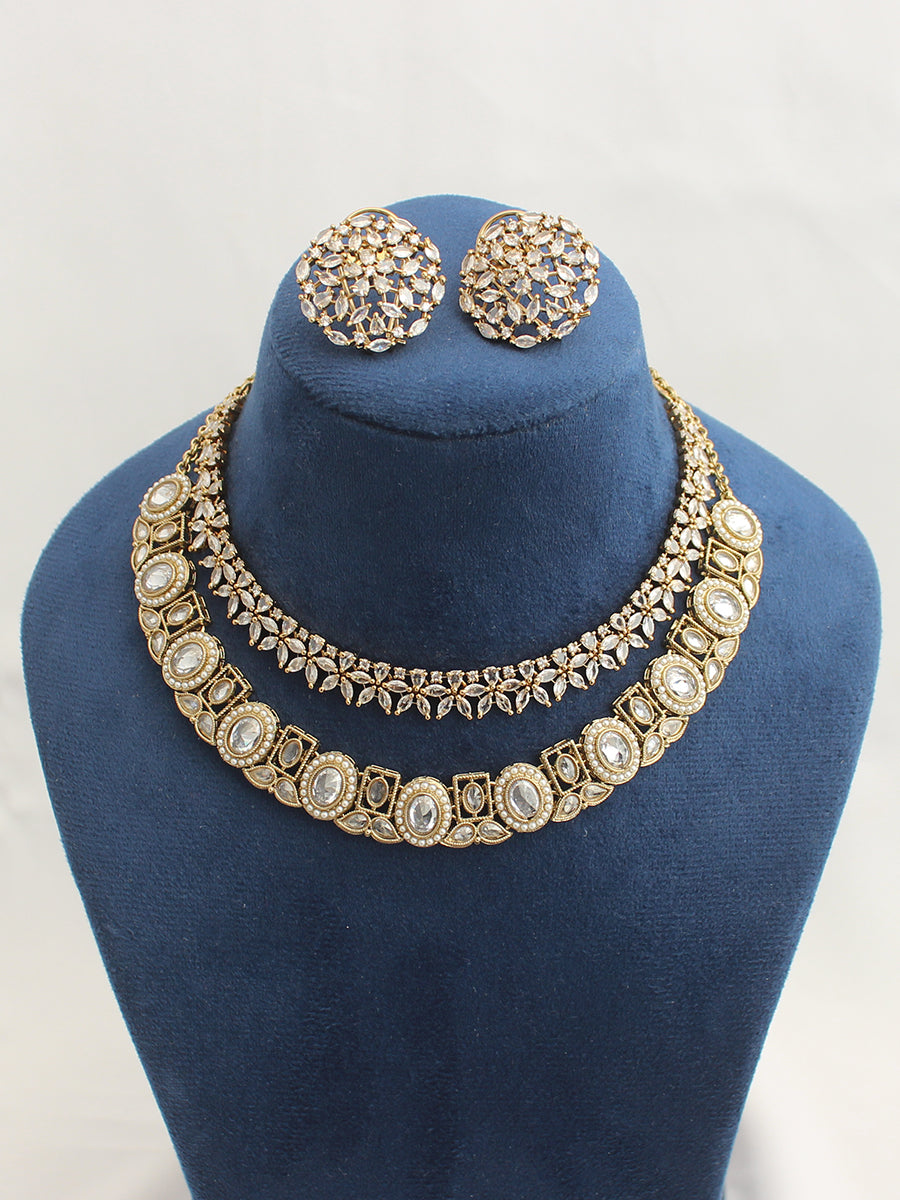 Lavika Layered Necklace Set-Gold