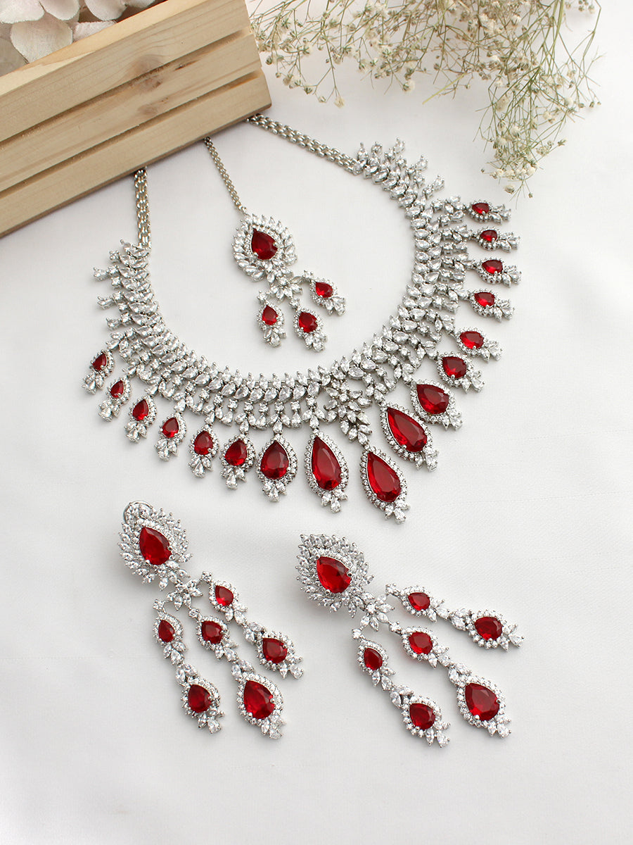Melissa Necklace Set-Maroon
