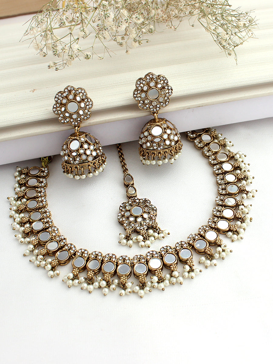 Bani Mirror Necklace Set-gold