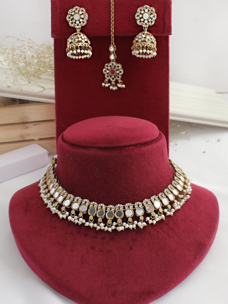 Bani Mirror Necklace Set-Gold