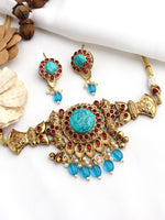 Karnika Choker Necklace Set-Turquoise