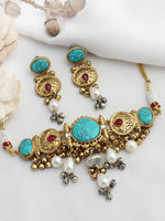 Nirvriti Choker Necklace Set-Turquoise